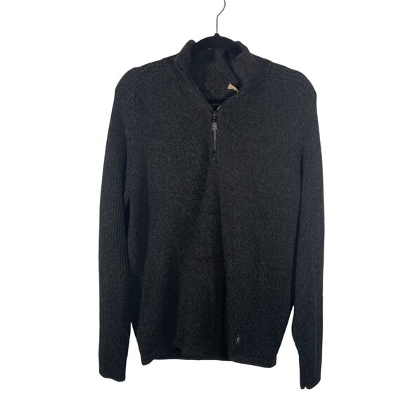 Smartwool Mens Quarter-Zip Merino Wool Sweater dark charcoal gray outdoor gorpco - Picture 1 of 10